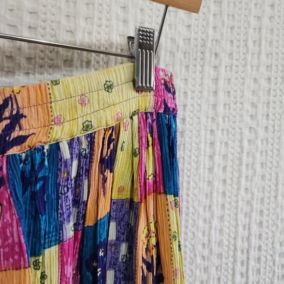 Vintage Patchwork Boho Bright Colorful Flowy Skirt Women's Size Small - Picture 8 of 12